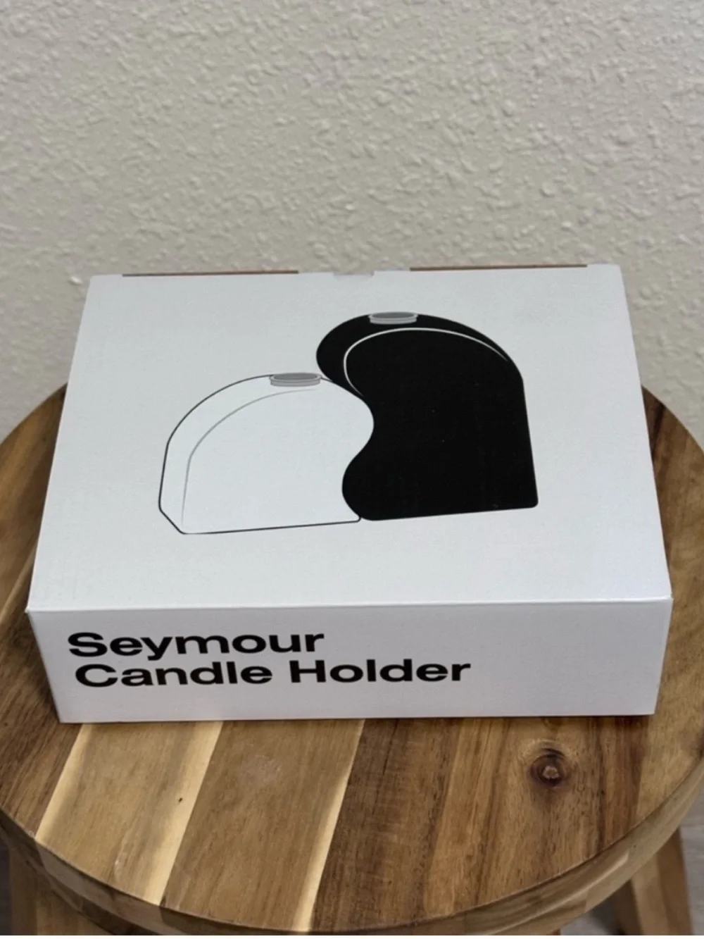 Areaware Seymour Sculptural Interlocking Candle Holder Set Black White NWT